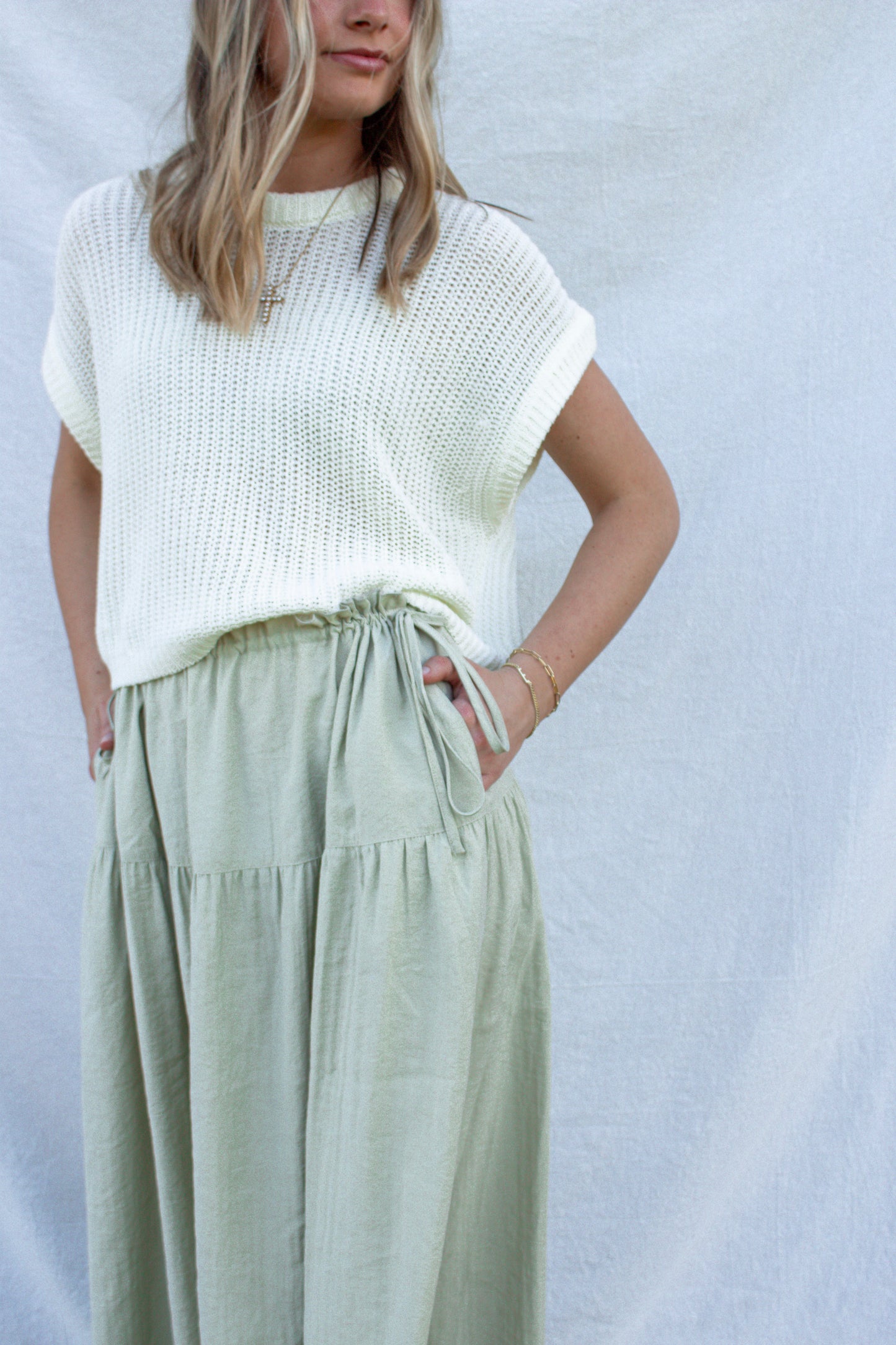 Meadow Drawstring Skirt - Sage