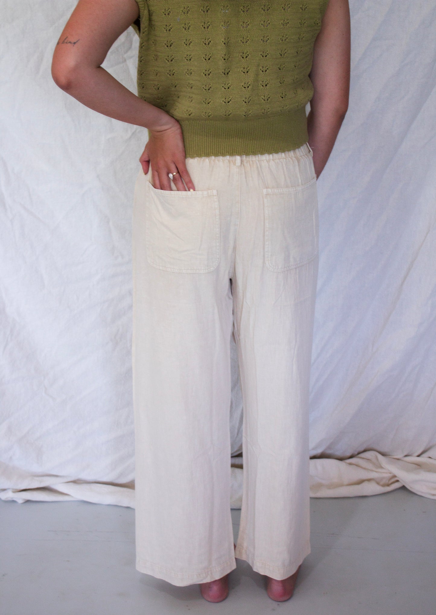 Audrey Drawstring Pant - Ecru