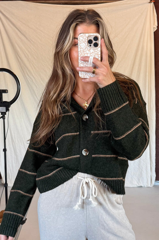 The Rowan Stripe Sweater - Olive
