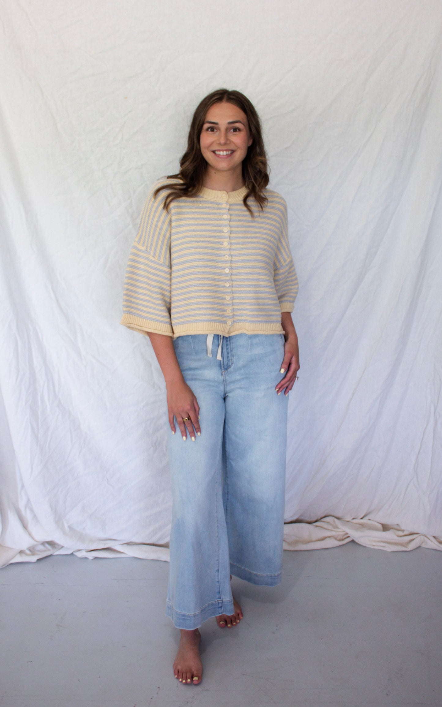 Summer Striped Sweater - Yellow/Grey