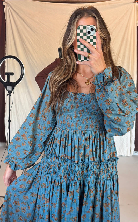 The Elodie Midi Dress - Denim Blue