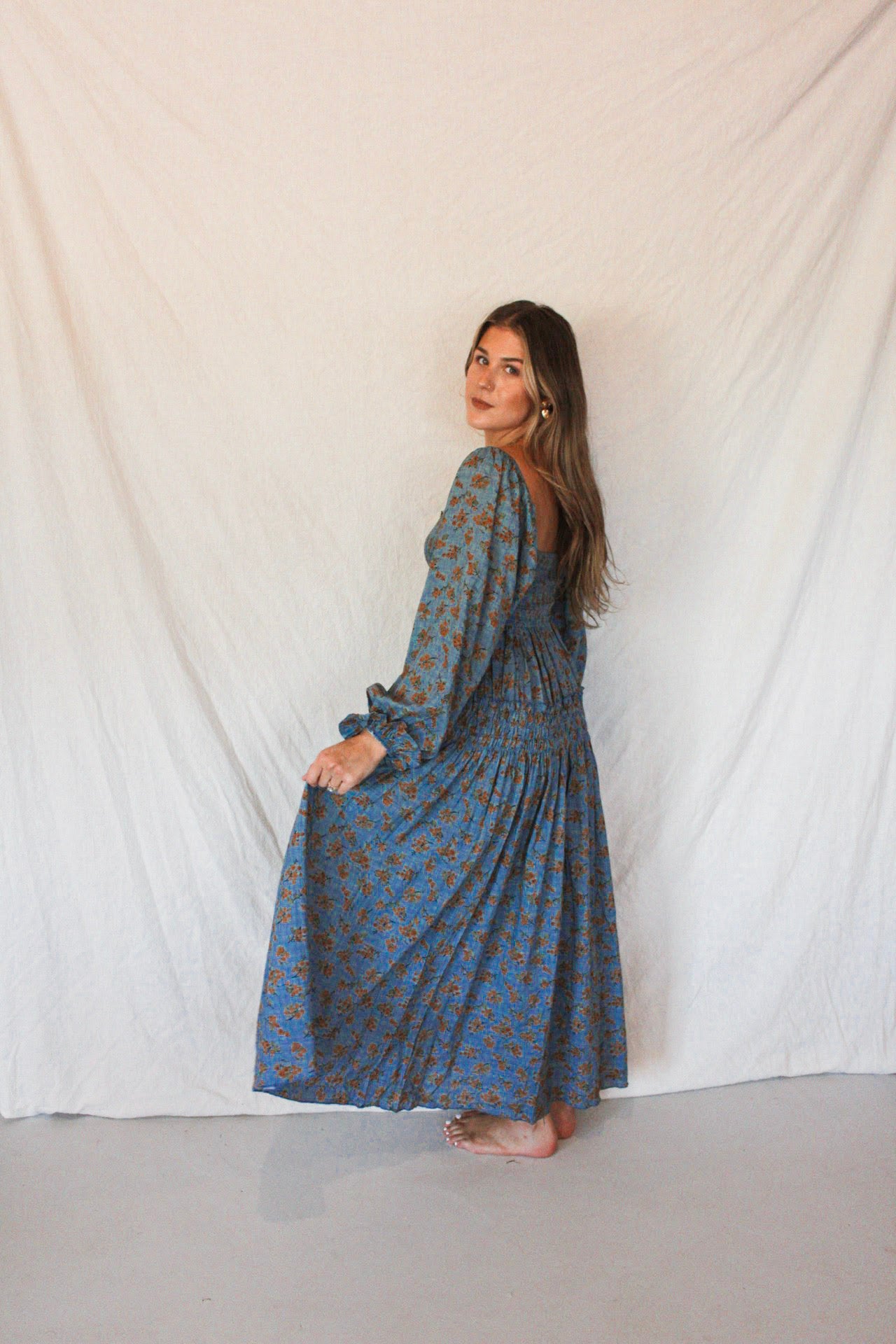 The Elodie Midi Dress - Denim Blue