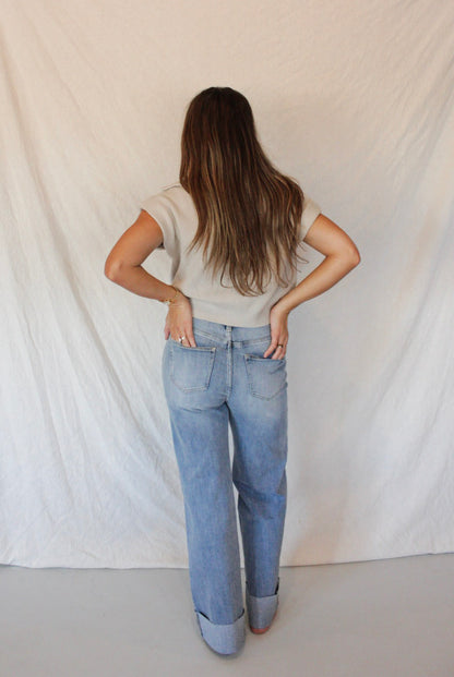 The Drew Cuffed Jean - Medium Indigo