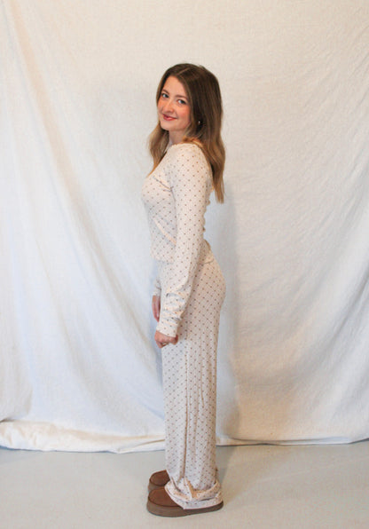 Peyton Pointelle Lounge Set - Brown Combo