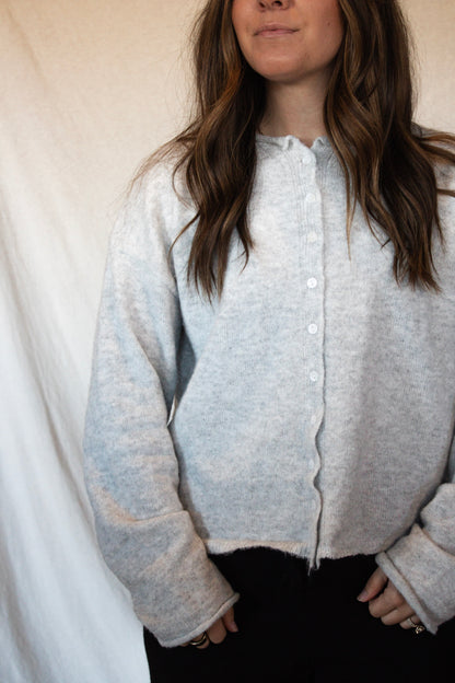 Halsey Button-Down Cardigan - Light Grey
