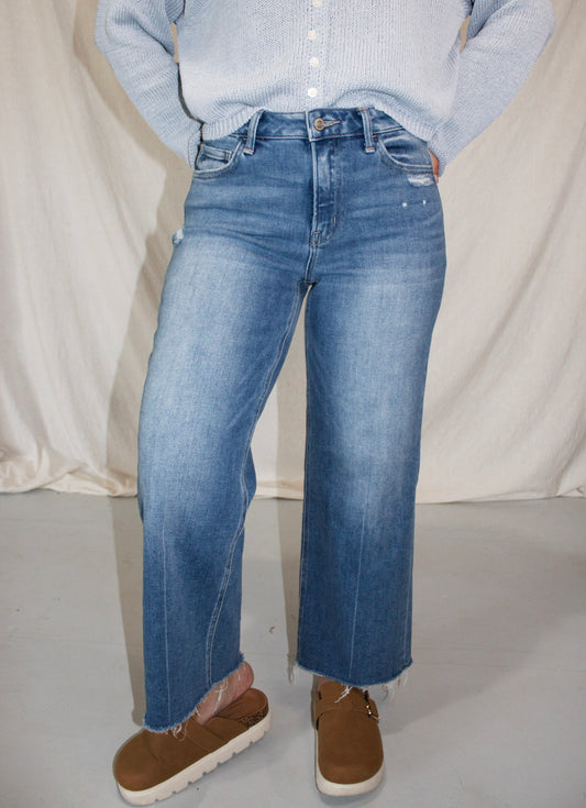 High Rise Crop Jeans - Medium Denim