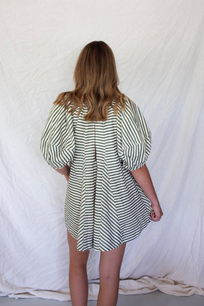 Macy Swing Romper - Green Stripe