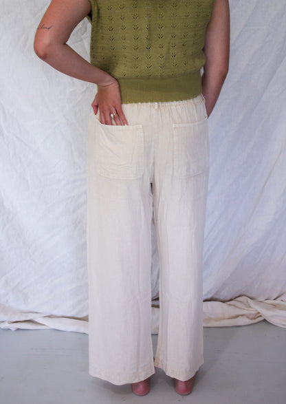 Audrey Drawstring Pant - Ecru