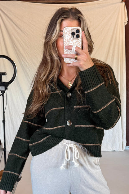 The Rowan Stripe Sweater - Olive