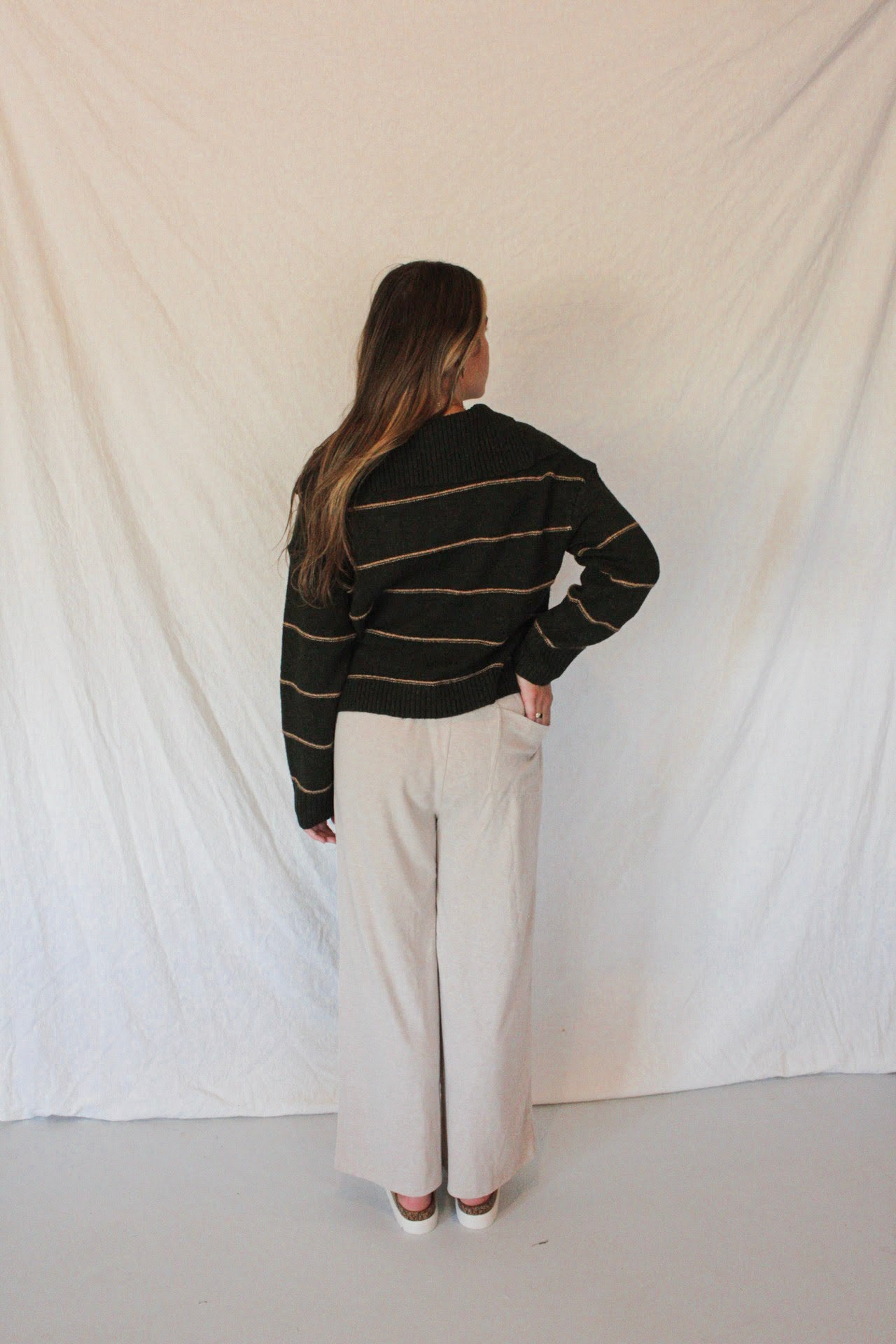 The Rowan Stripe Sweater - Olive