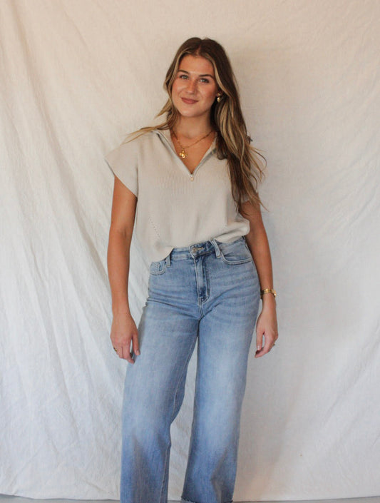 The Ivy Cropped Sweater - Heather Grey