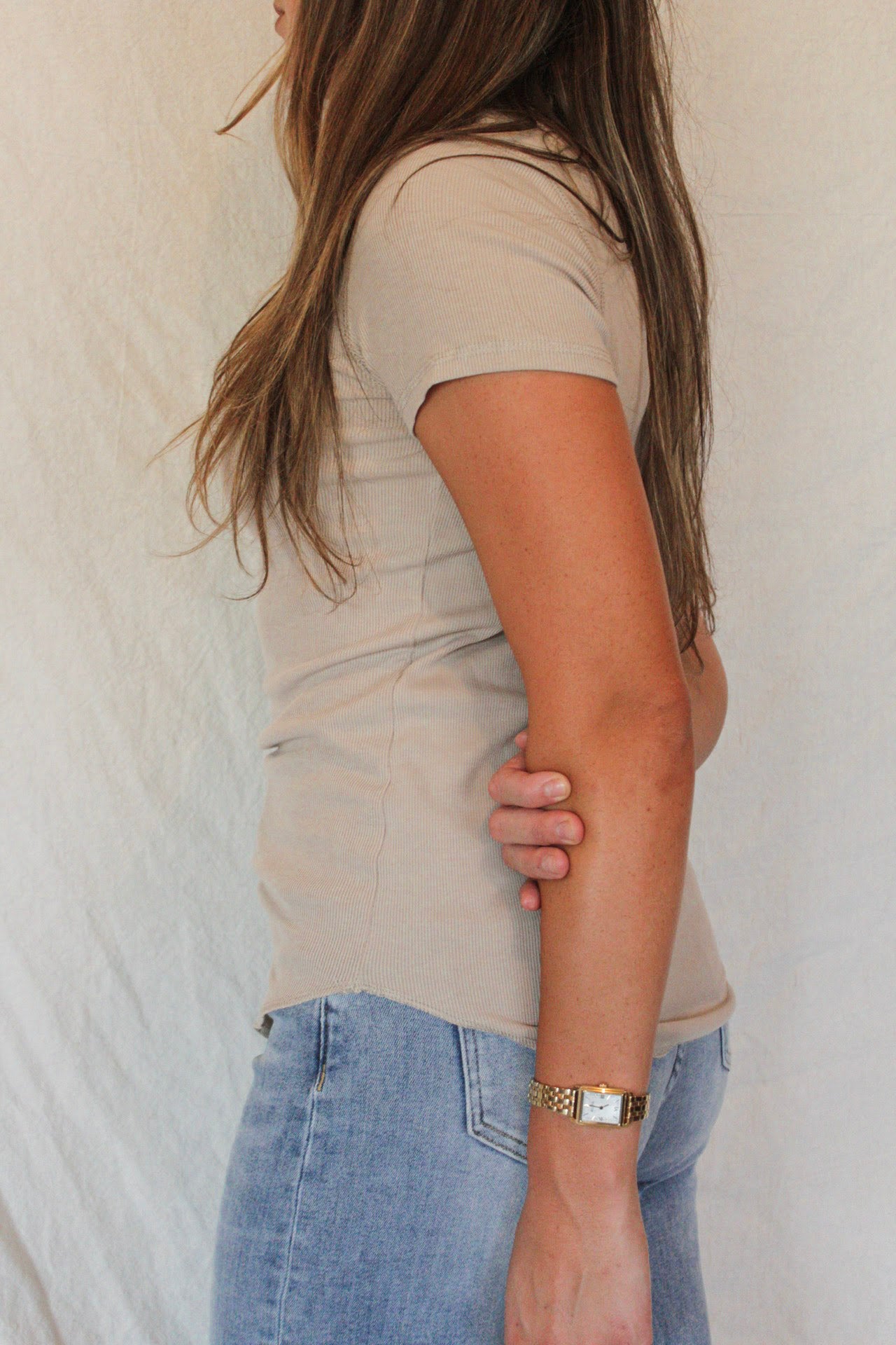 Elle Ribbed Tee - Stone