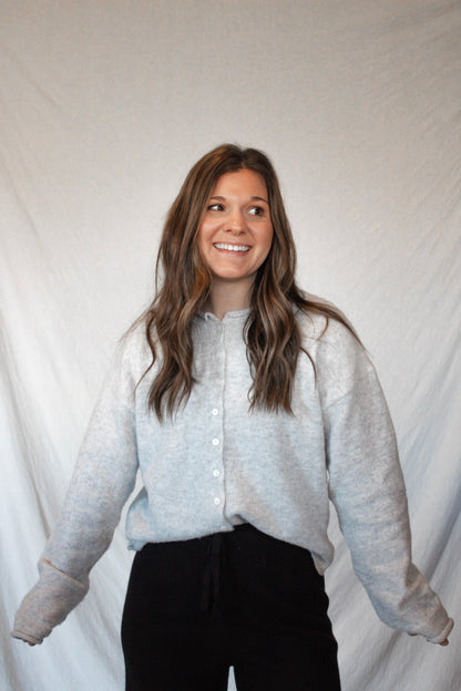 Halsey Button-Down Cardigan - Light Grey