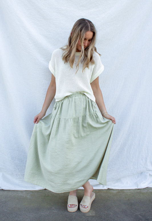 Meadow Drawstring Skirt - Sage