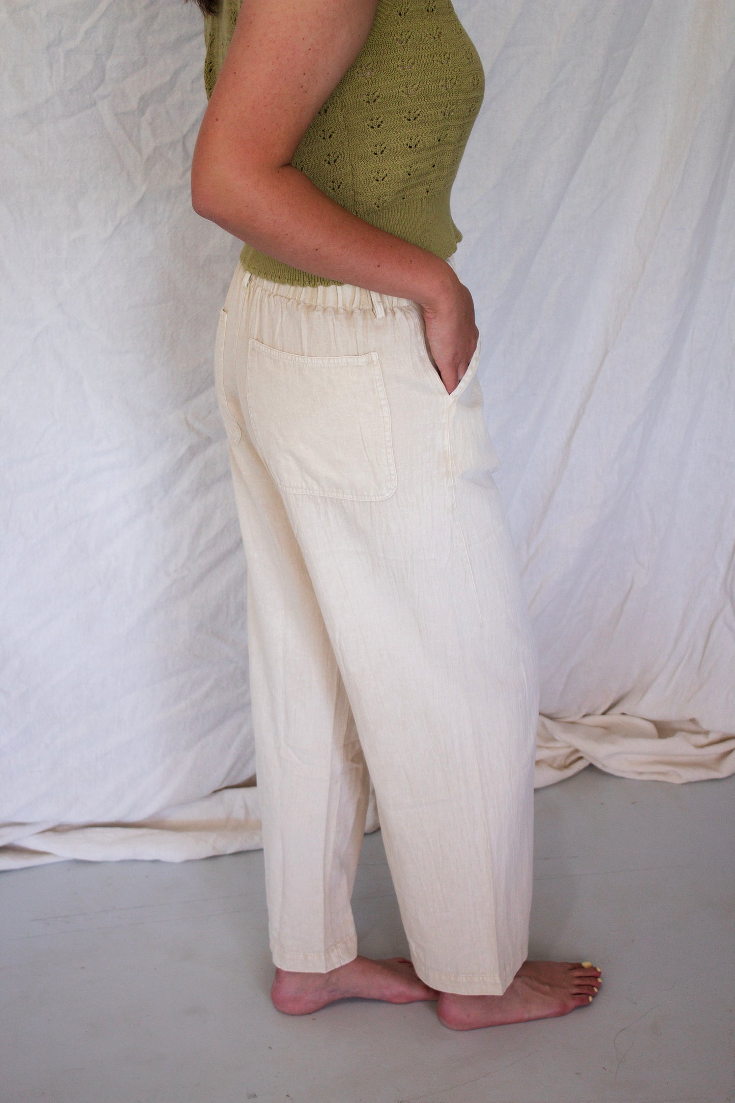 Audrey Drawstring Pant - Ecru