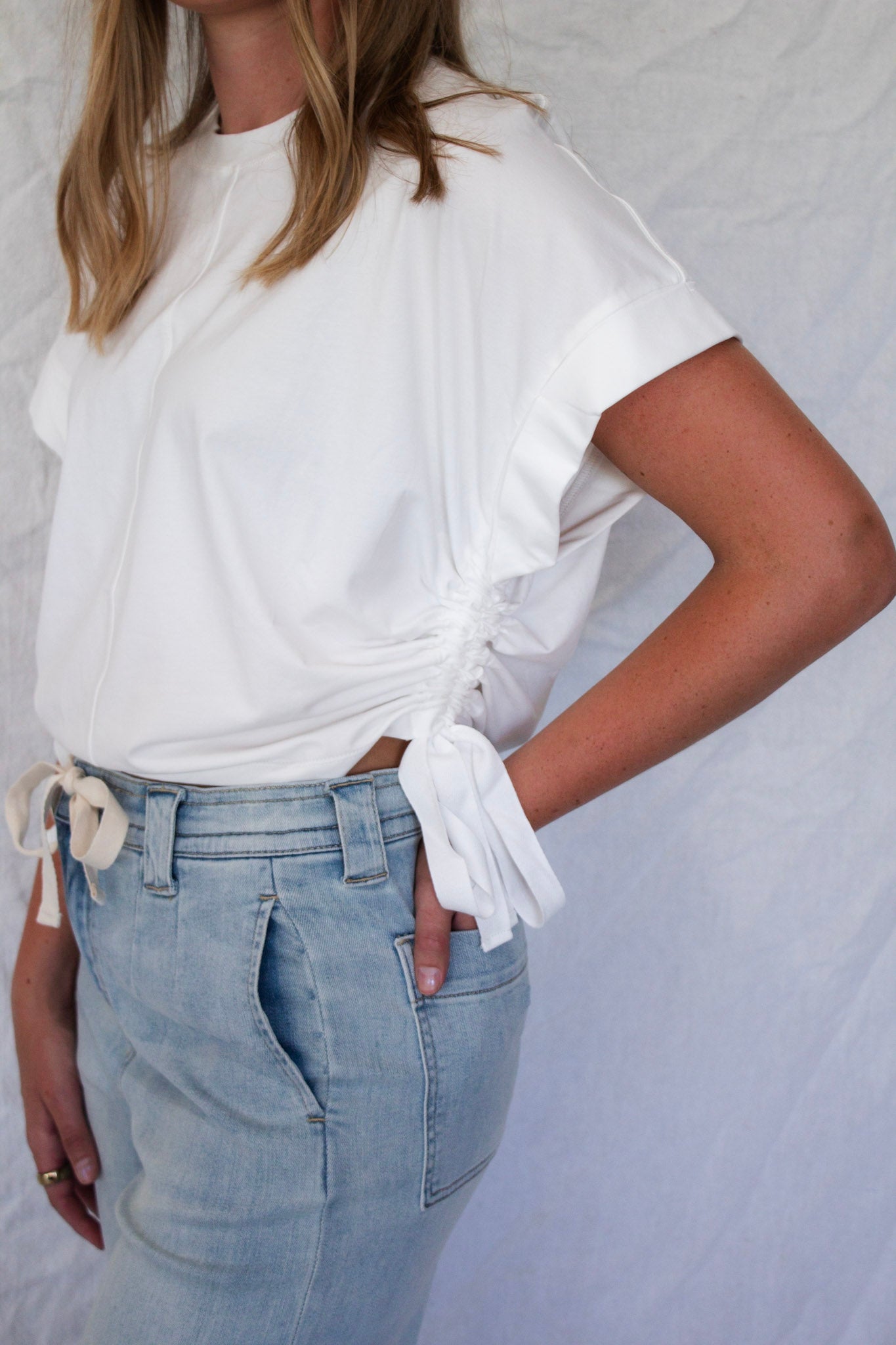 Everyday Side-Tie Top - White