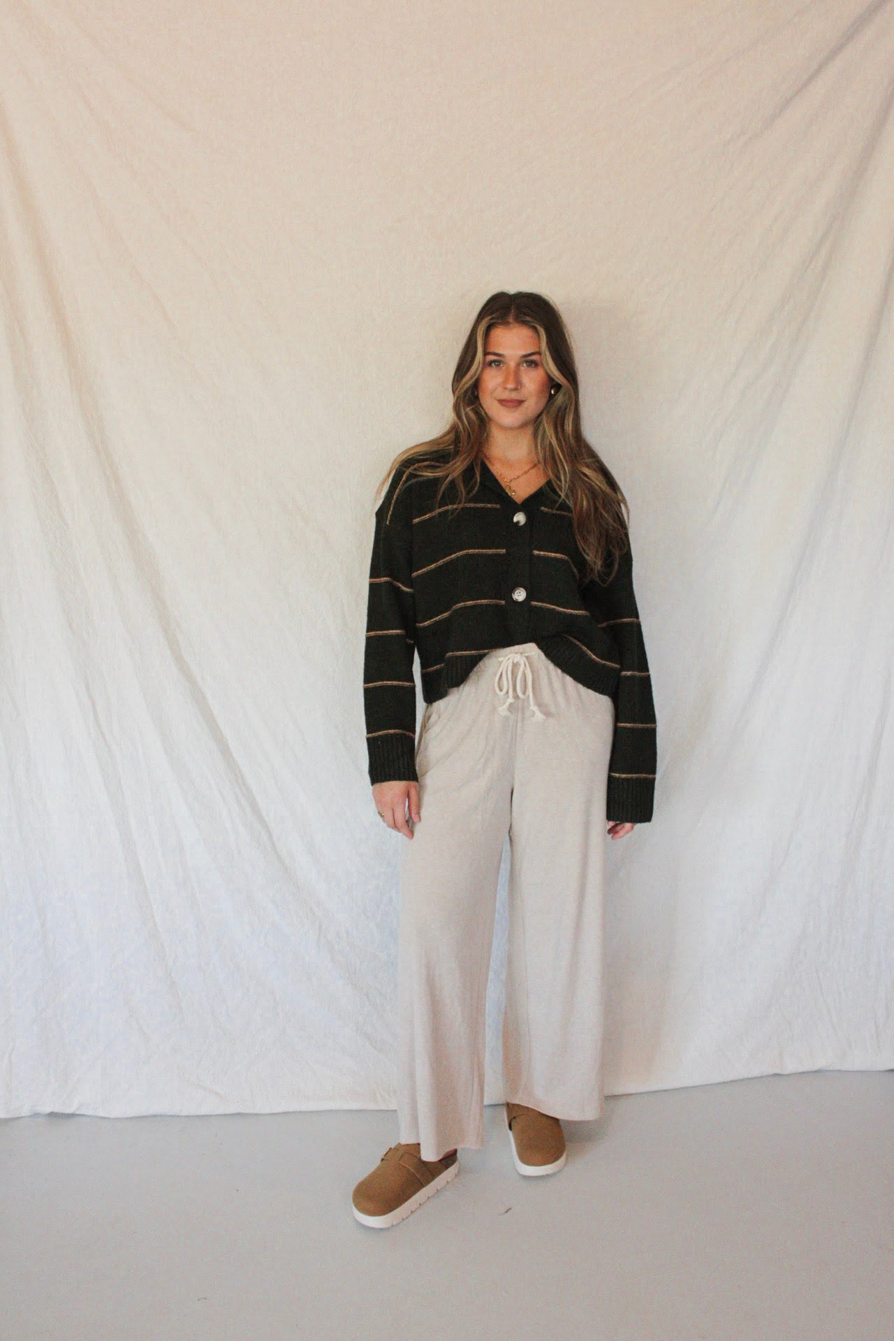 The Rowan Stripe Sweater - Olive