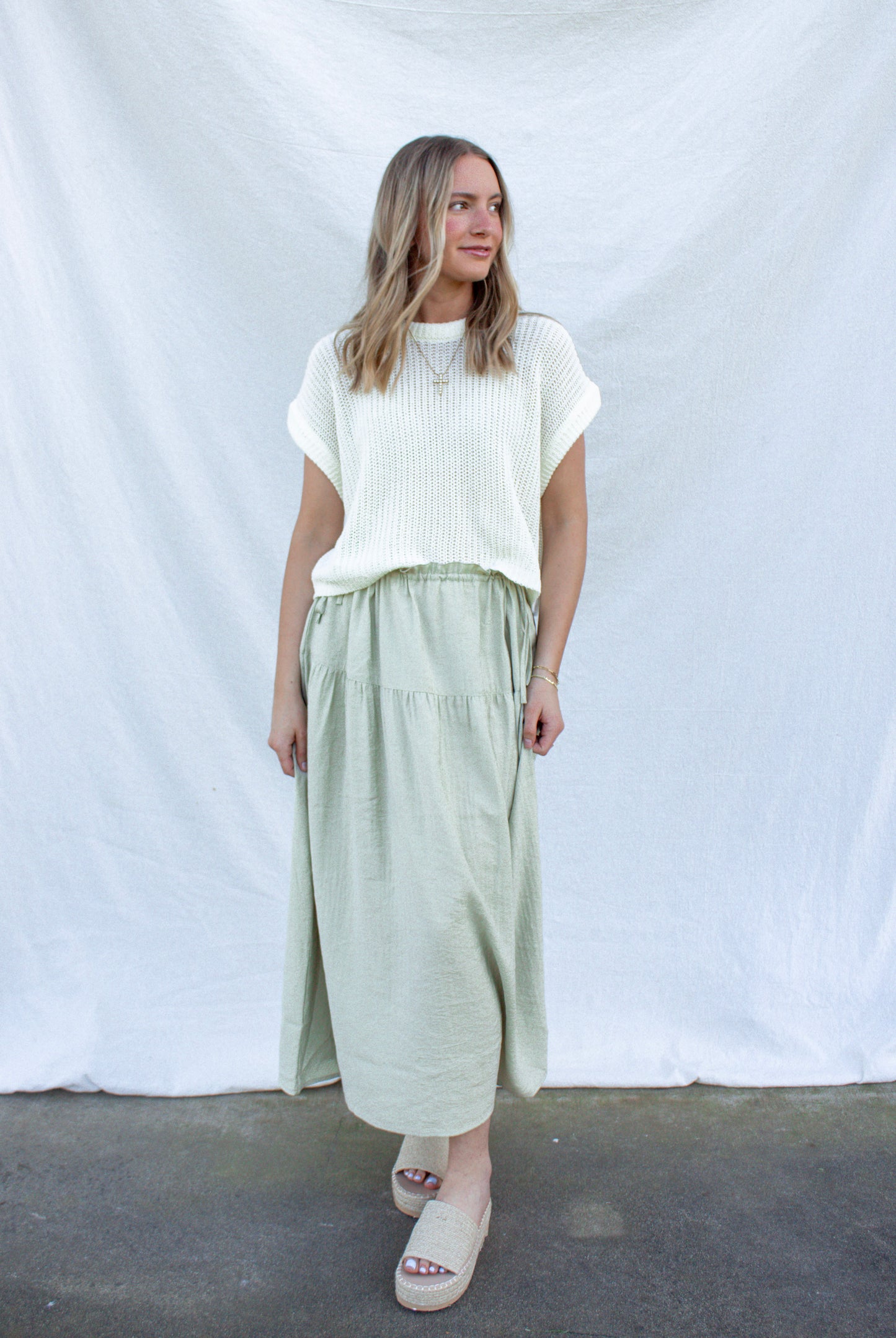 Meadow Drawstring Skirt - Sage