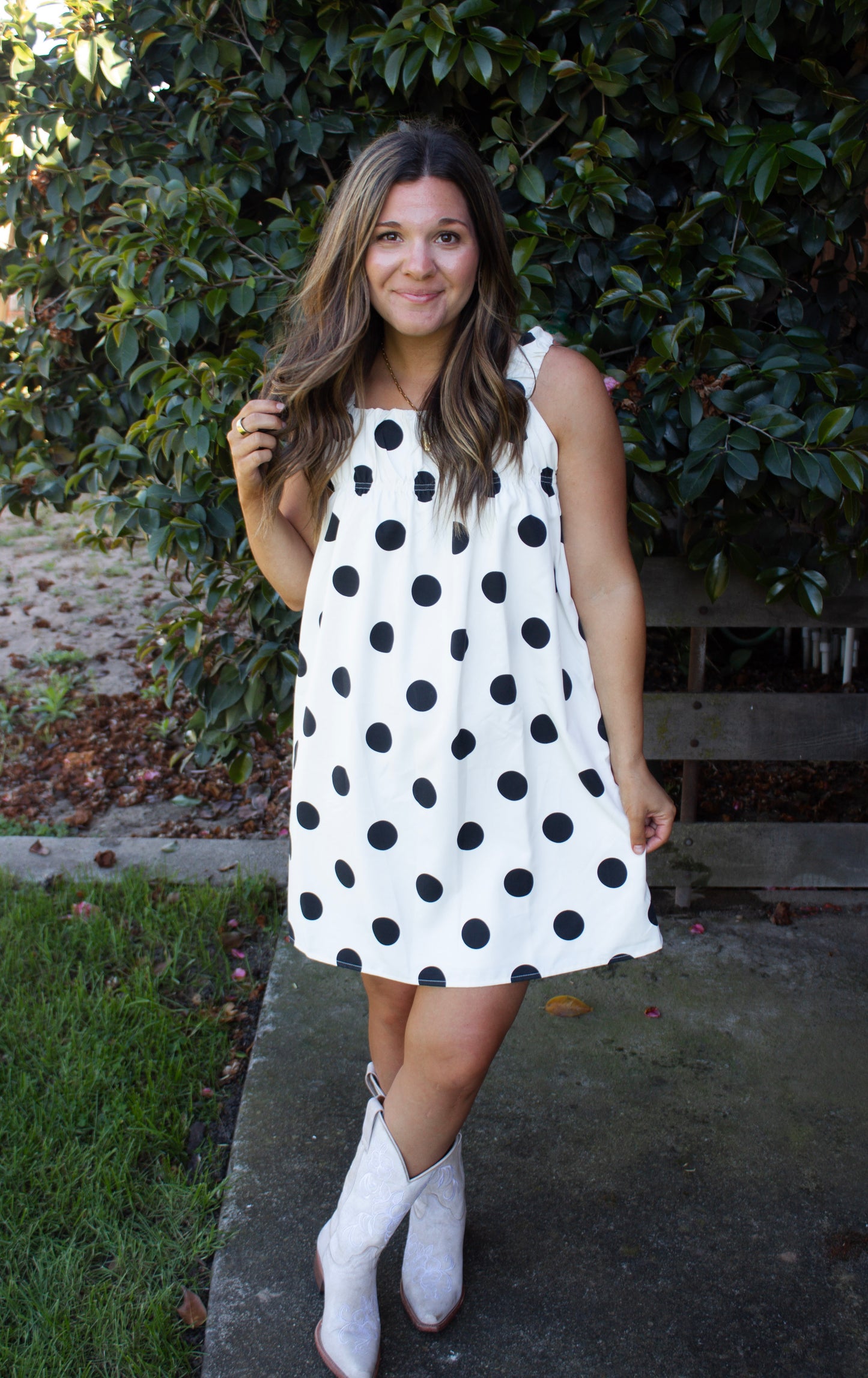 Bonnie Polka Dot Dress - Cream/Black