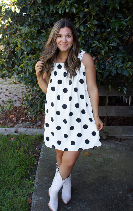 Bonnie Polka Dot Dress - Cream/Black