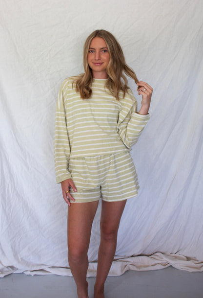Anna Striped Set - Lettuce/White