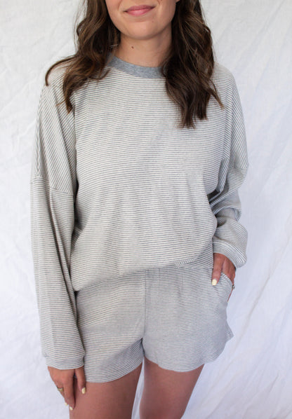 Kenzie Ribbed Top - Grey Stripe
