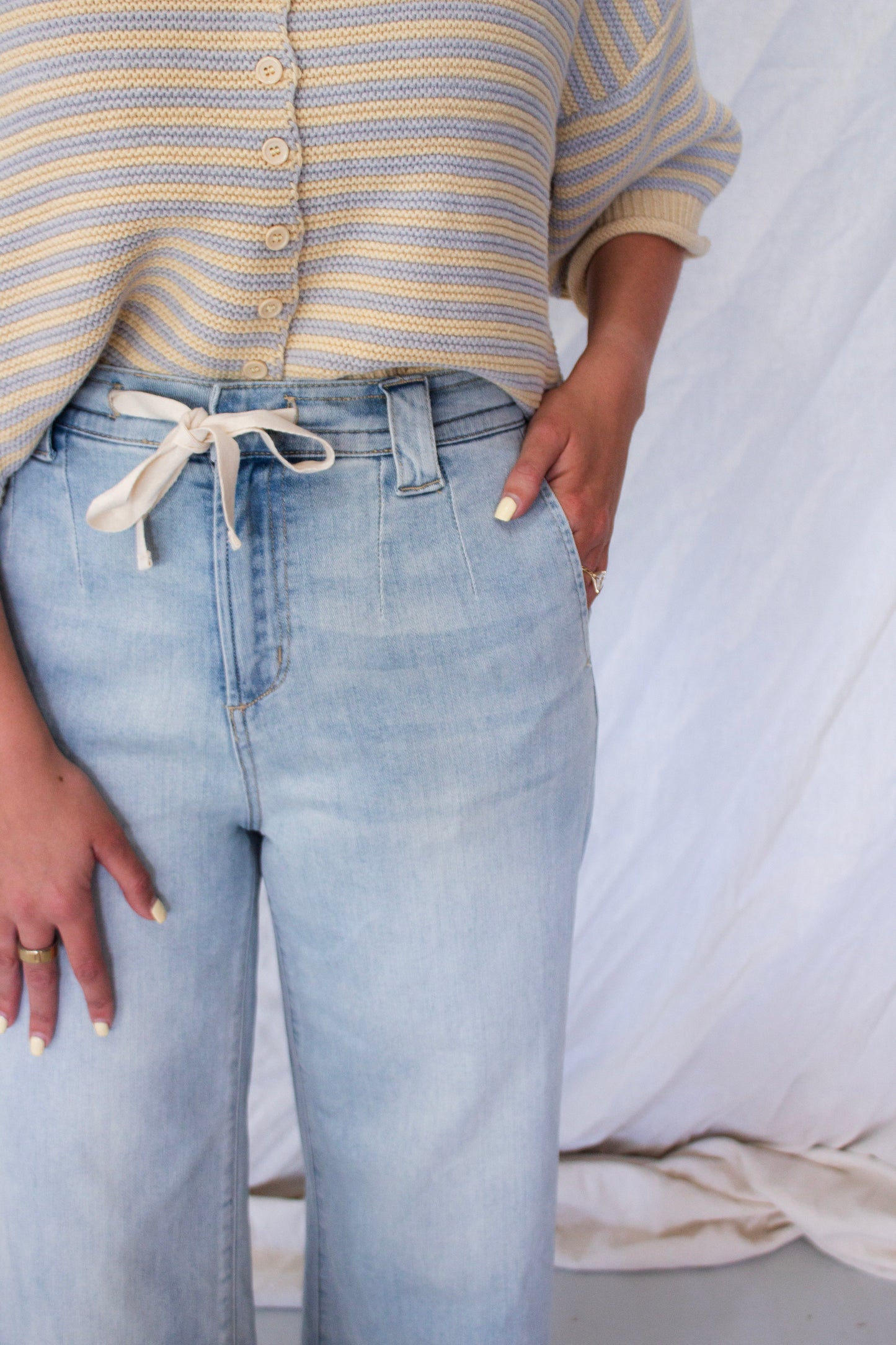 Fallon Tie Front Pants - Denim