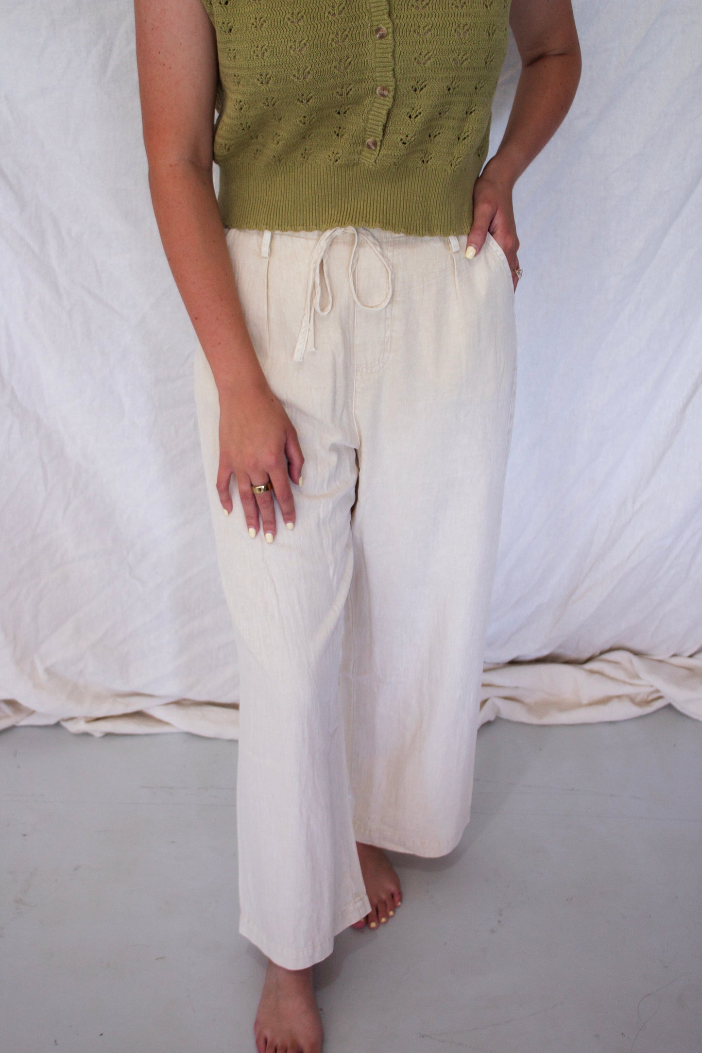 Audrey Drawstring Pant - Ecru