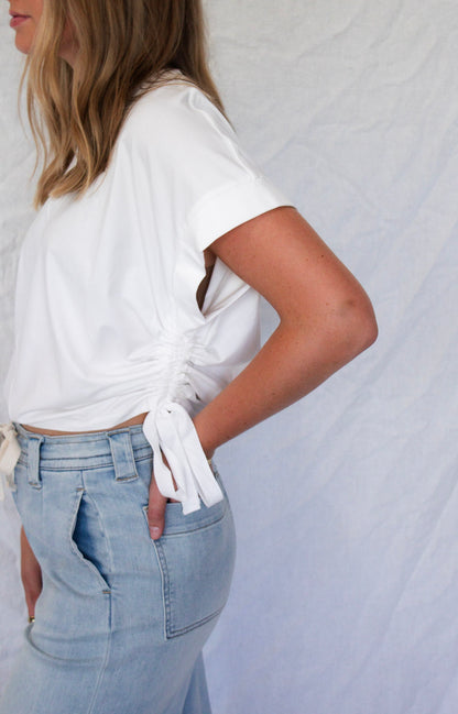 Everyday Side-Tie Top - White