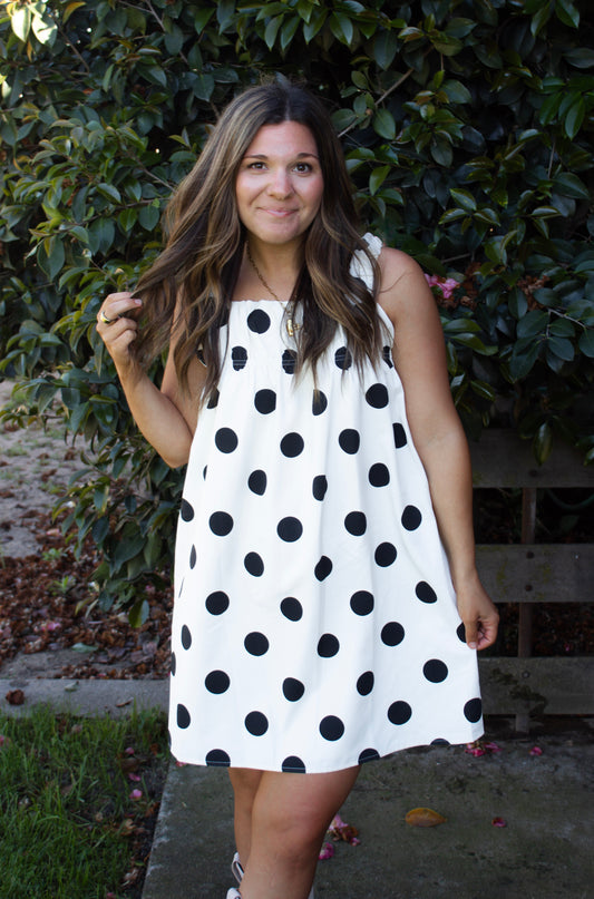 Bonnie Polka Dot Dress - Cream/Black