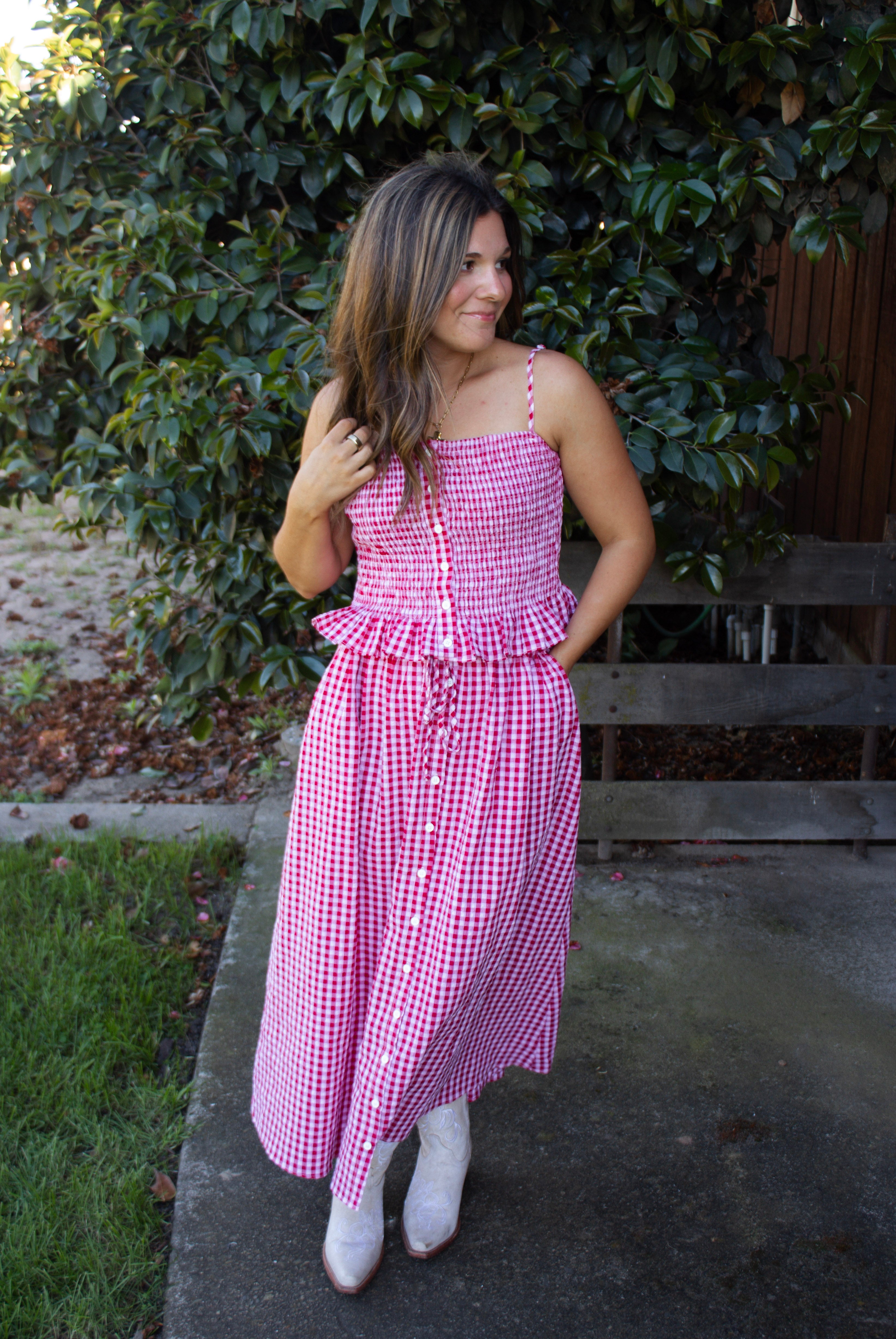 Jill Gingham Skirt - Red/Pink – Emory Haus