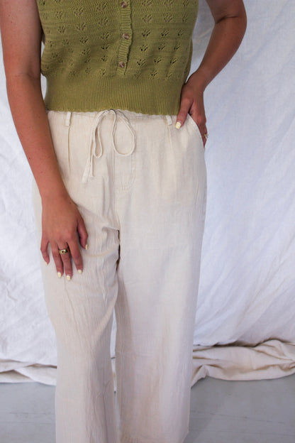 Audrey Drawstring Pant - Ecru