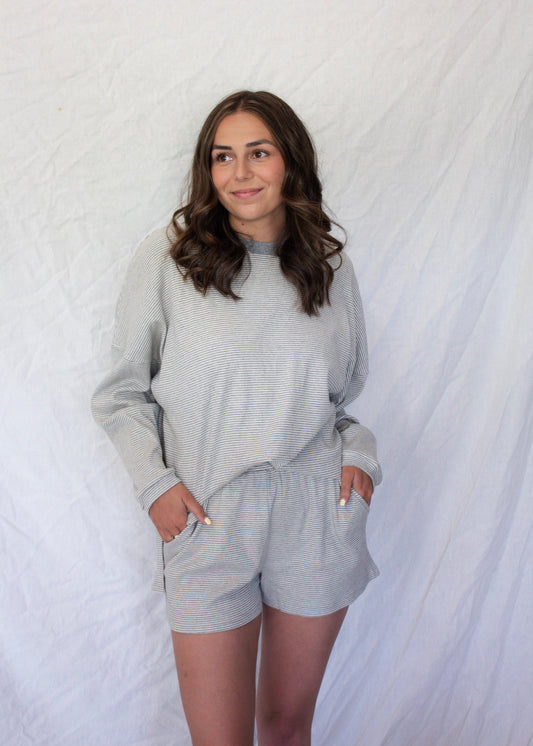 Kenzie Ribbed Top - Grey Stripe