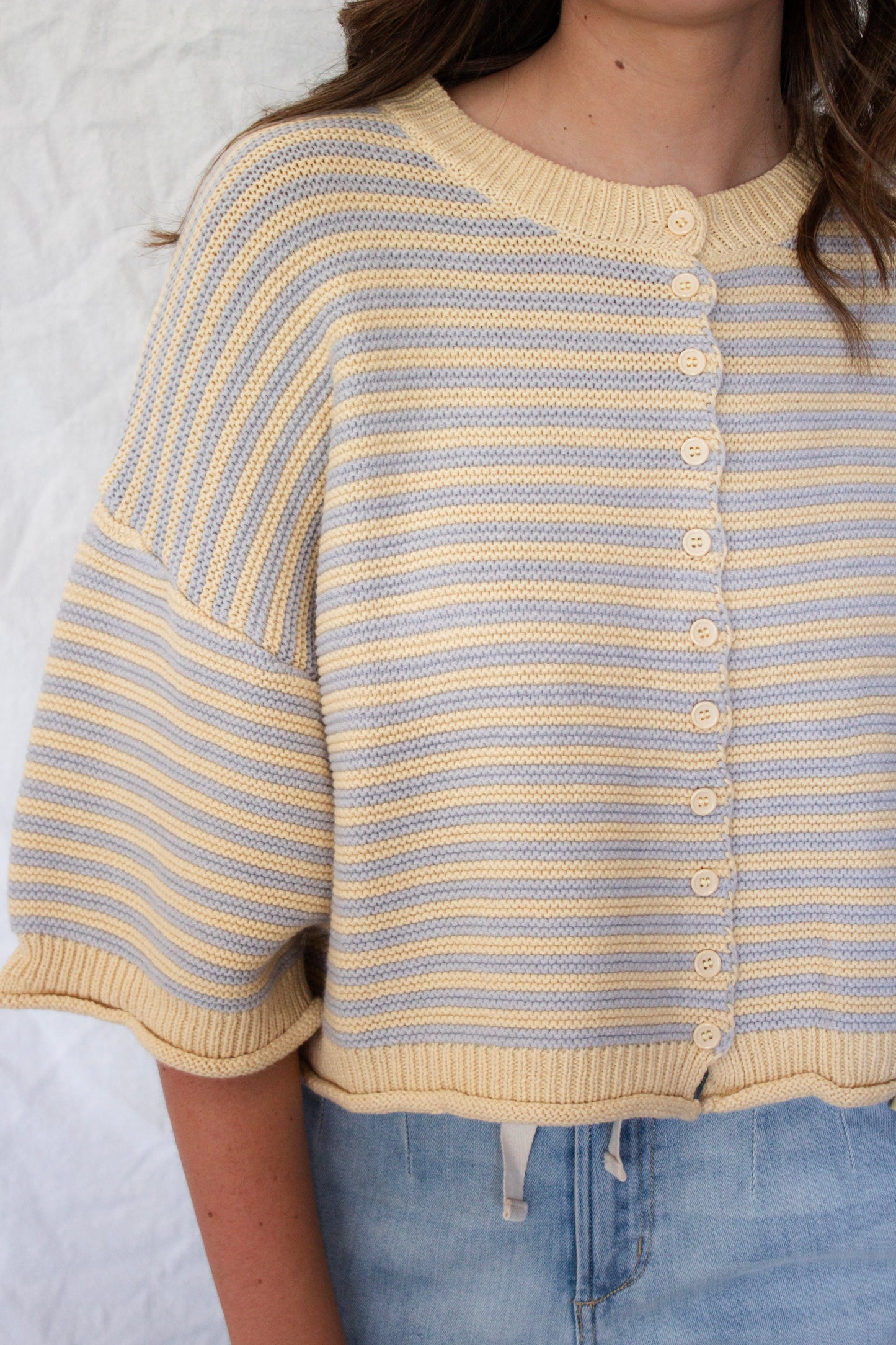 Summer Striped Sweater - Yellow/Grey