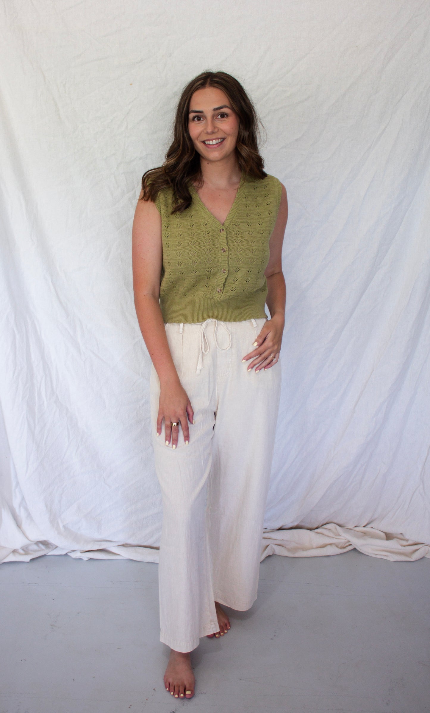 Audrey Drawstring Pant - Ecru