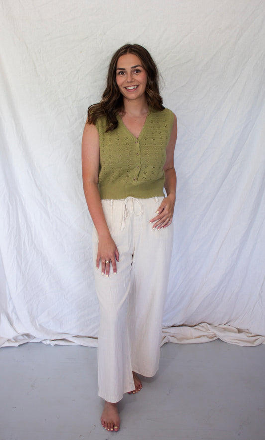 Audrey Drawstring Pant - Ecru
