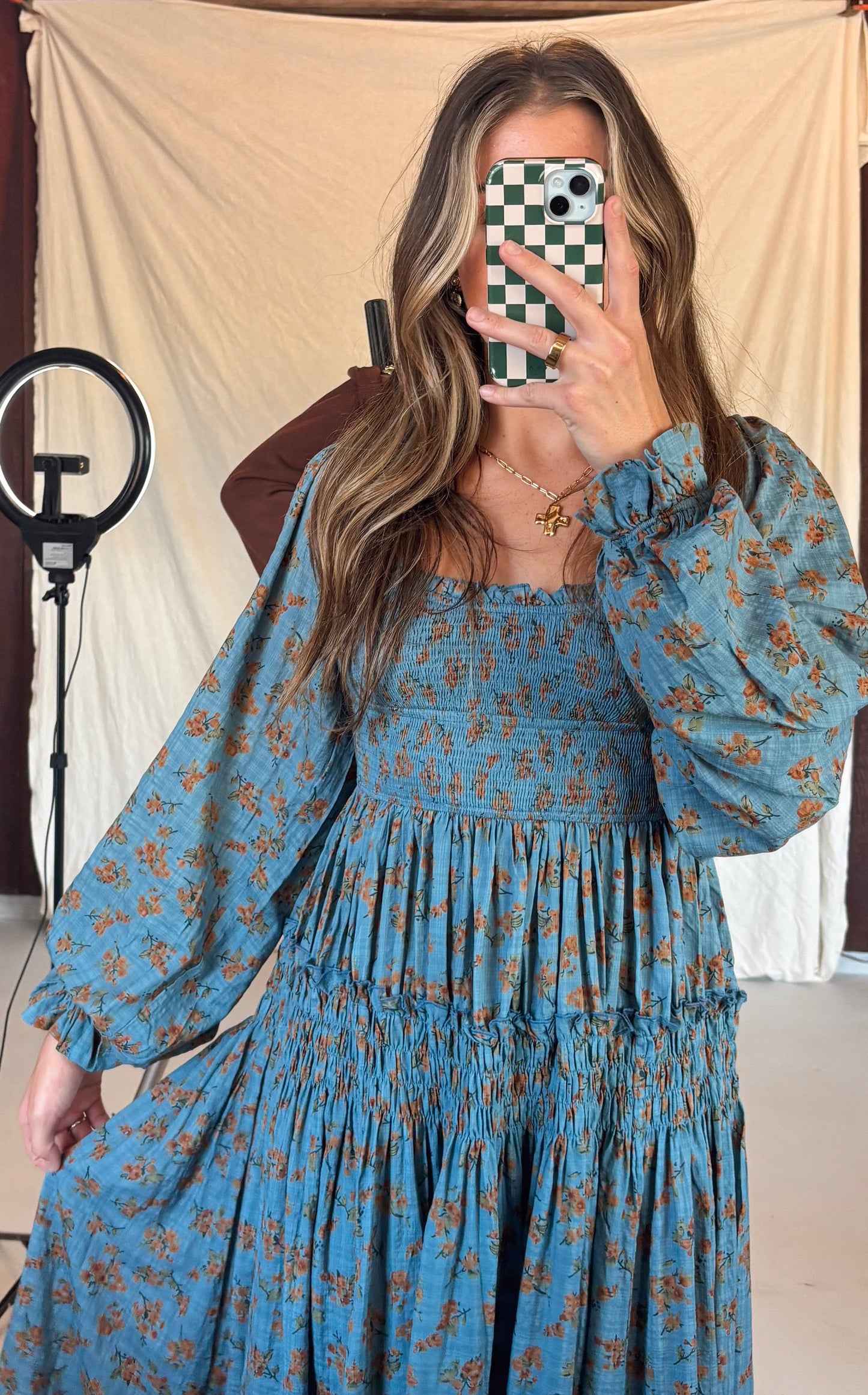 The Elodie Midi Dress - Denim Blue