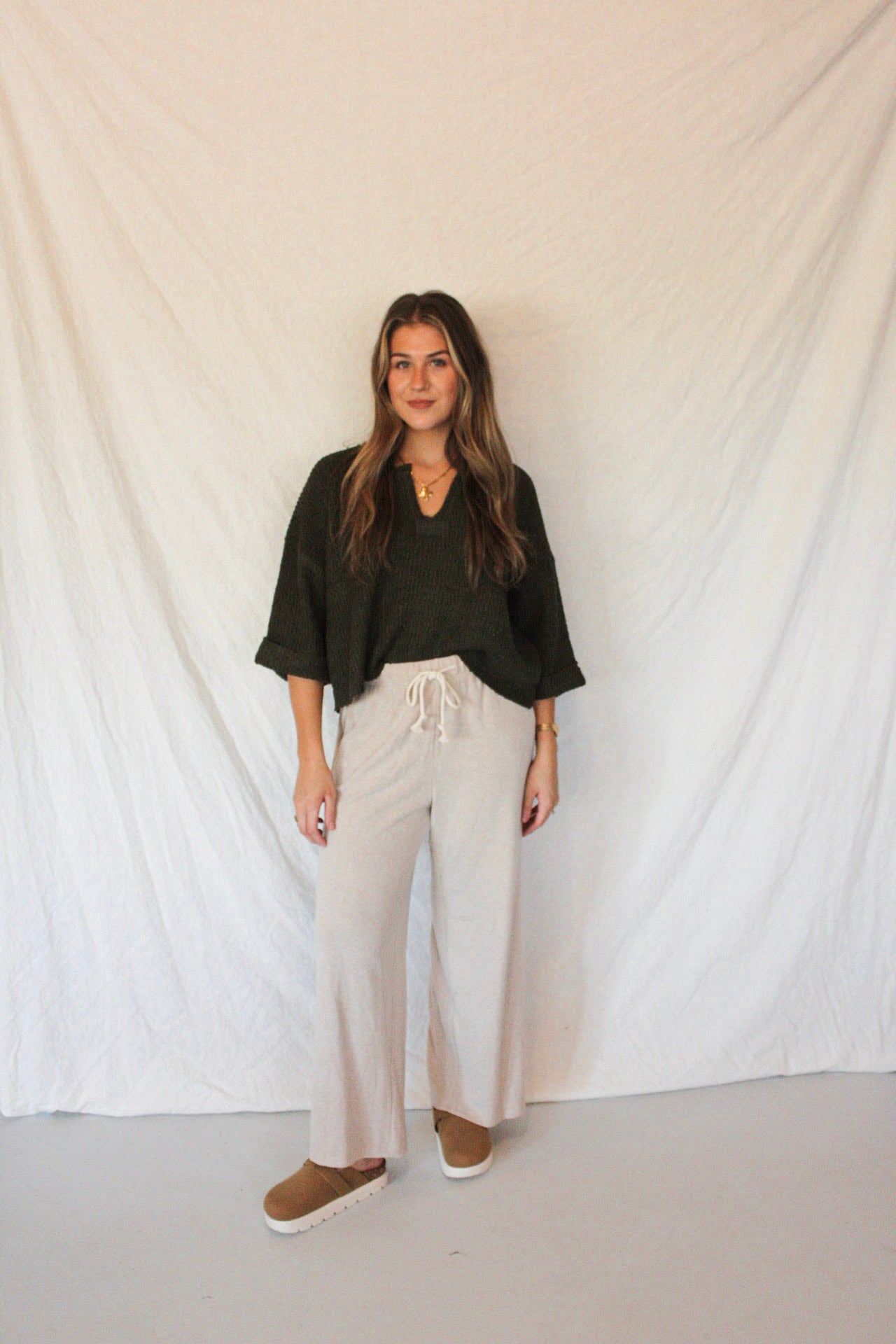 The Clara Knit Top - Dark Olive