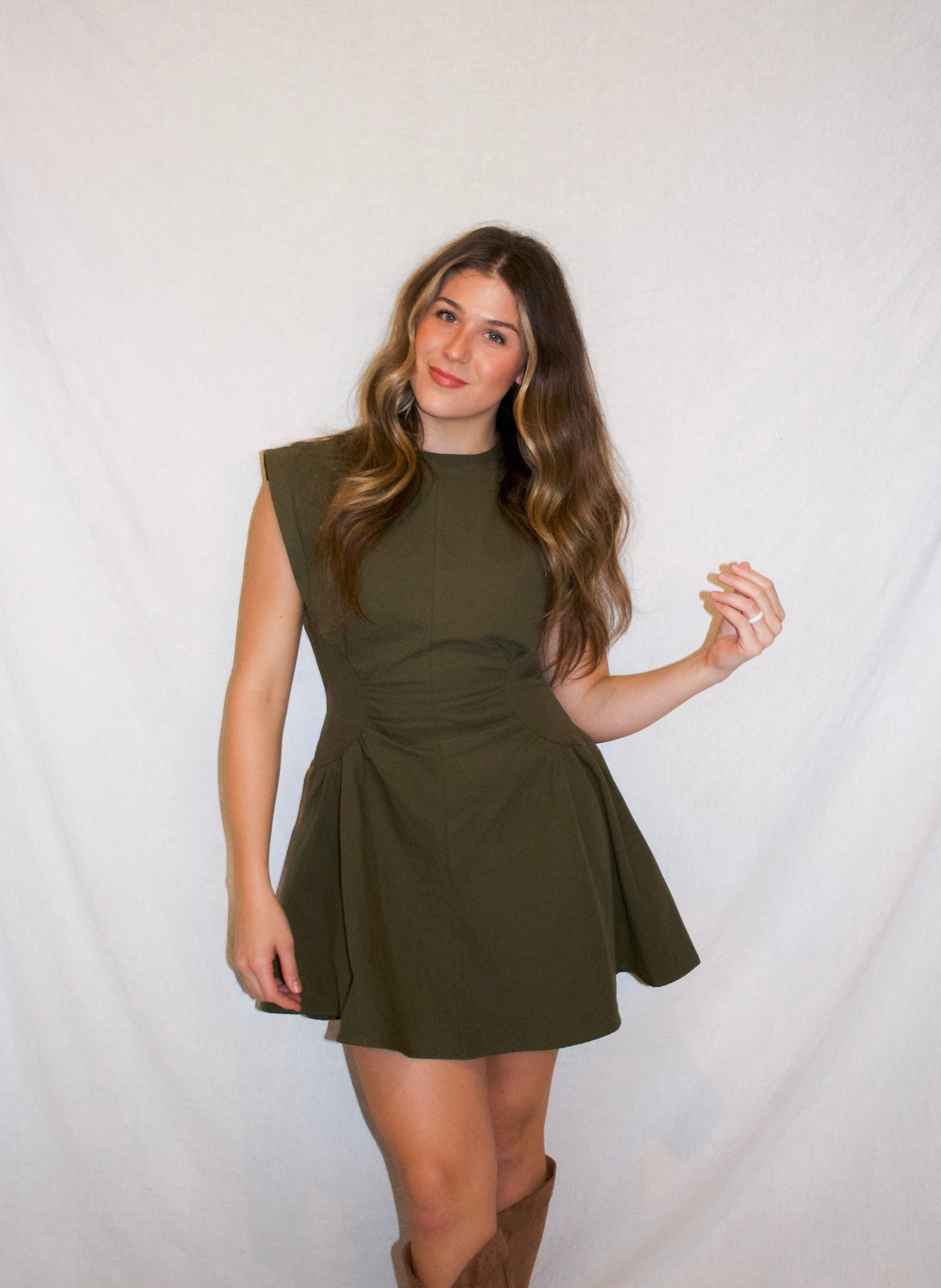 Stella A-Line Dress - Olive